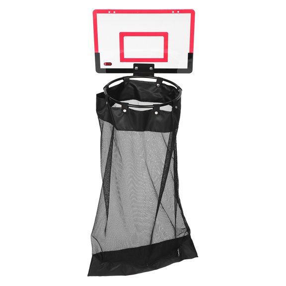 Hemobllo Red Over The Door Laundry Hamper with Basketball Hoop Zippered Mesh Hanging Organizer