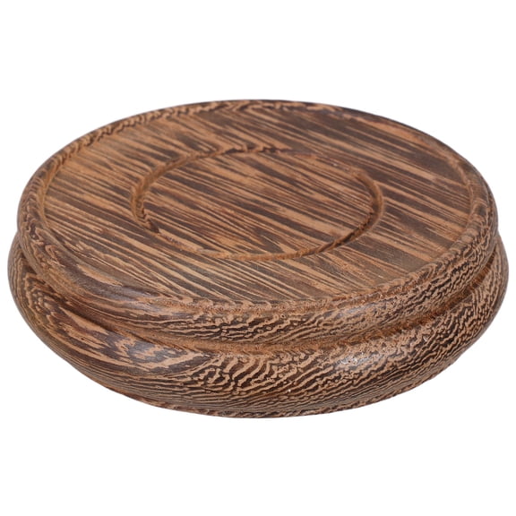 Hemobllo Brown Round Wooden Riser Plant Stand for Indoor Bonsai, Vase Display, Home Decor