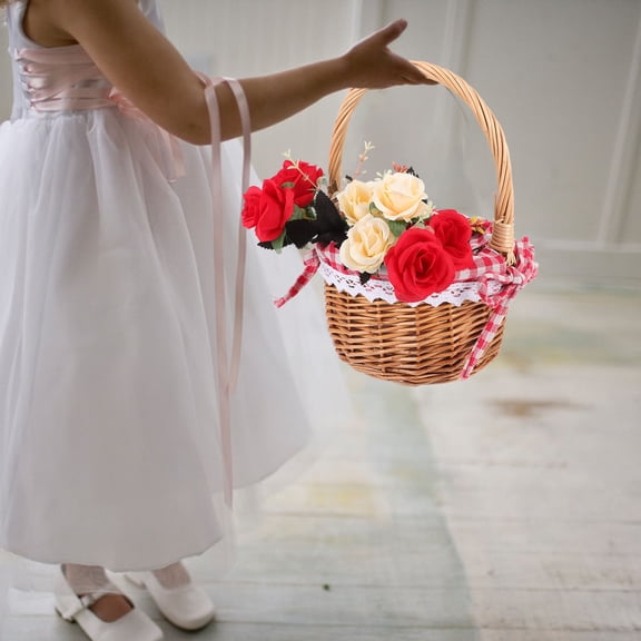 Hemobllo Natural Willow Basket with Handles Handwoven Khaki Storage and Decorative Use