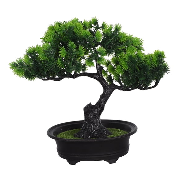 Hemobllo Artificial Bonsai Tree Japanese Juniper Style Green Fake Plant for Decorative Display