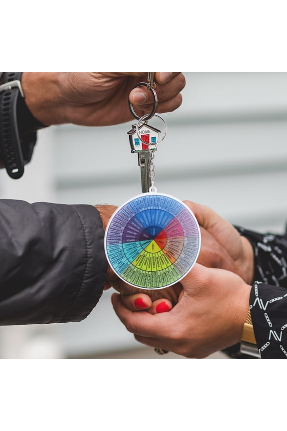 Double-Sided Emotion Wheel Metal Keychain Set, Key for Bags, Keys, and Accessories, 1 Set