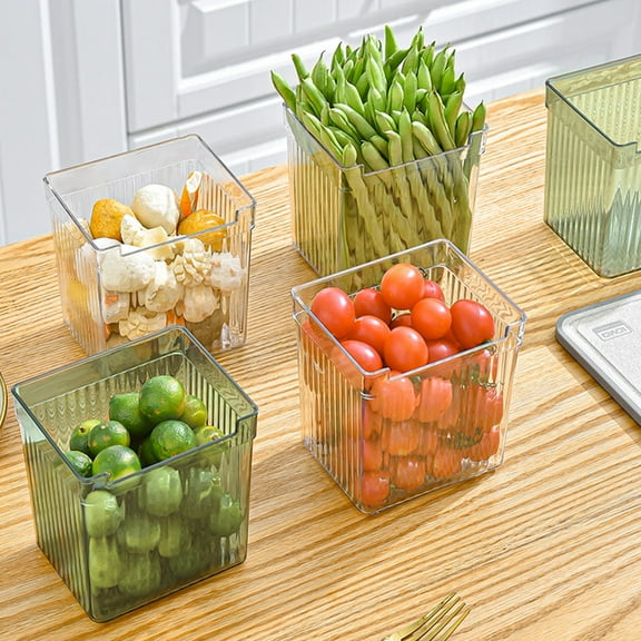 Hemobllo Kitchen Food Storage Container Transparent Fridge Door Organizer for Fruits Vegetables and Snacks