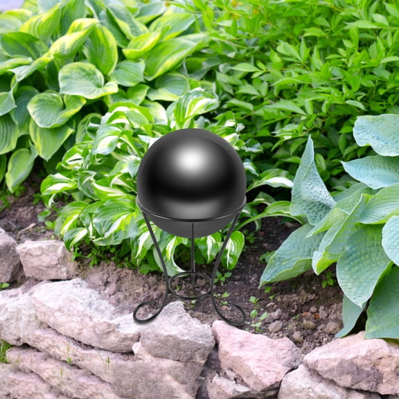 Hemobllo Black Metal Gazing Globe Stand with Stylish Design for Outdoor Garden and Home Decoration