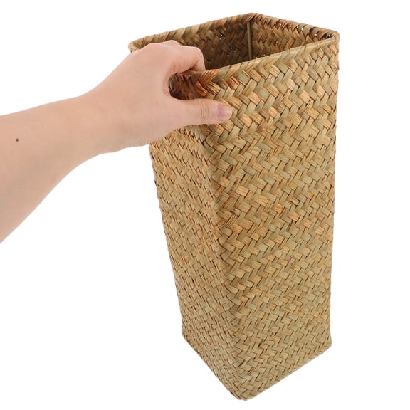 Hemobllo Brown Rattan Woven Vase 14x14x38cm Decorative Basket for and Dried Flowers