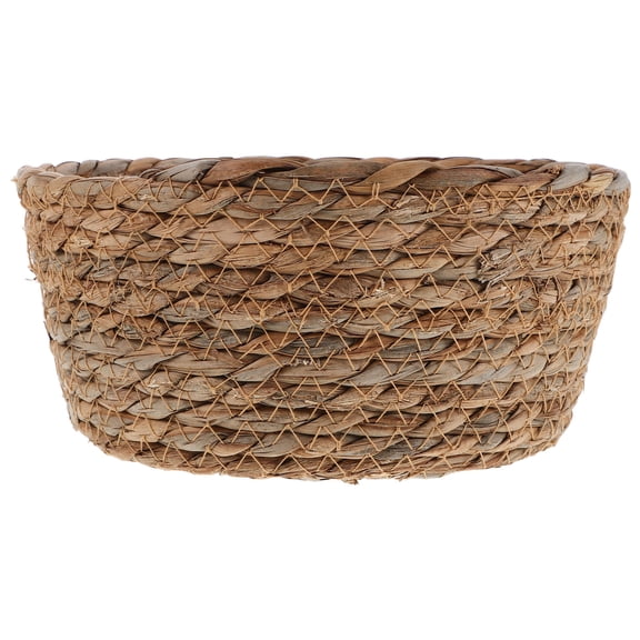 Hemobllo Handmade Round Rattan Basket in Khaki - Stylish and Storage Organizer, 1 Piece for Home and Office
