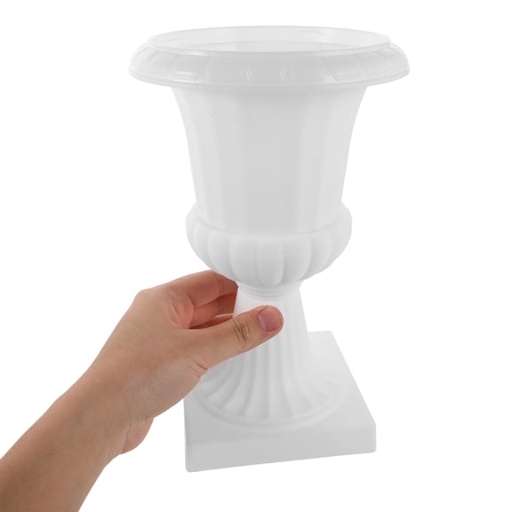 Hemobllo White Roman Style Plastic Flower Pot Pedestal for Indoor Wedding, Home, Garden Decoration and Display