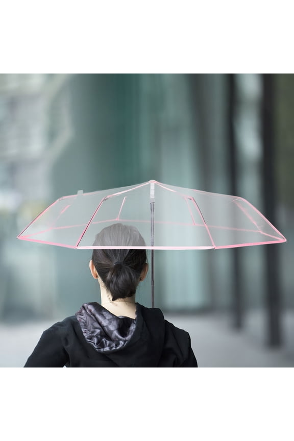 Lightweight Clear Plastic Umbrella Automatic Folding Three Fold Windproof Design