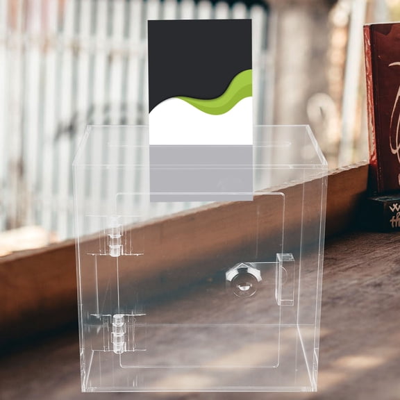 Hemobllo Multi Functional Clear Acrylic Letter Collection Box with Lock for Public Ballots and Fundraising