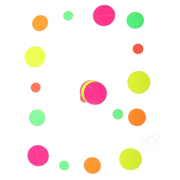 Hemobllo Multicolor Fluorescent Paper Gar Round Circle Dot Hanging Decoration for Parties