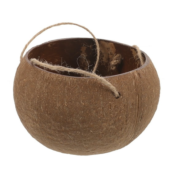 Hemobllo Natural Coconut Shell Hanging Plant Pot Coffee Color Indoor Planter for Home Decor
