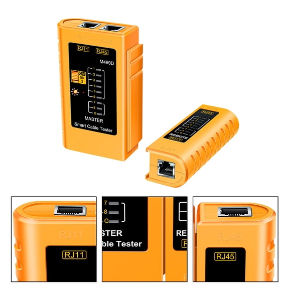 Hemobllo Portable Network Cable Test Tool in Yellow with Flexible Plastic Housing