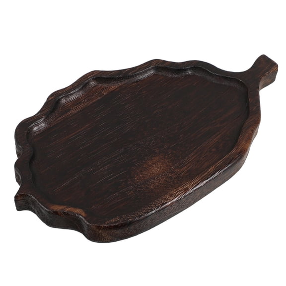 Hemobllo Vintage Dark Brown Wood Tea Tray with Flat Stable Base for Elegant Tea Serving and Decorative Display