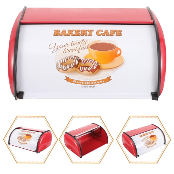 Hemobllo Metal Bread Bin with Lid for Home Kitchen Countertop Suitable for Bakery and Shop