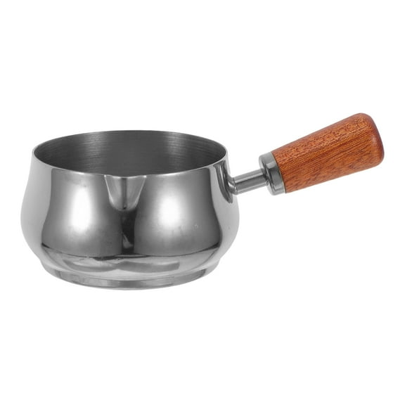 Hemobllo Stainless Steel Sauce Cup with Wood Handle for Kitchen Use and Steak Seasoning