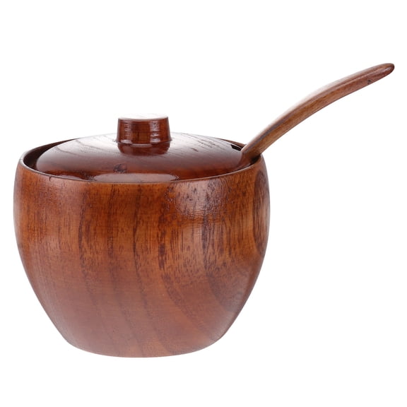 Hemobllo Salt Spice Box Spice Jar Natural Wood for Seasoning Pot 1Pack