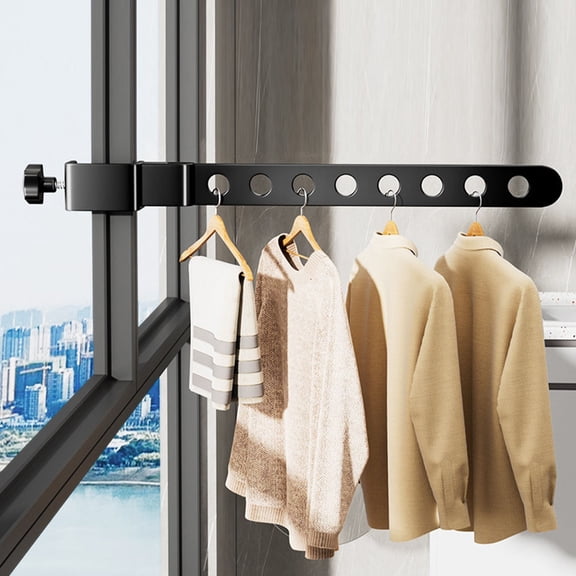 Hemobllo Clip on Balcony Drying Rack Black Window Mounted Clothes Holder for Home