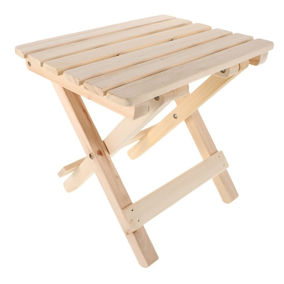 Hemobllo Beige Solid Wood Folding Stool Lightweight Portable Step Stool Chair for Home and Outdoor Use