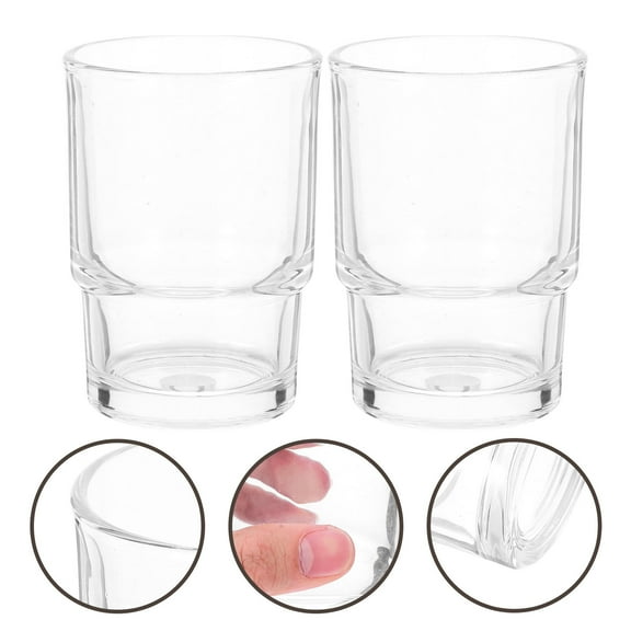 Hemobllo 2Pcs Transparent Glass Bathroom Toothbrush Cups with Stylish Simple Design