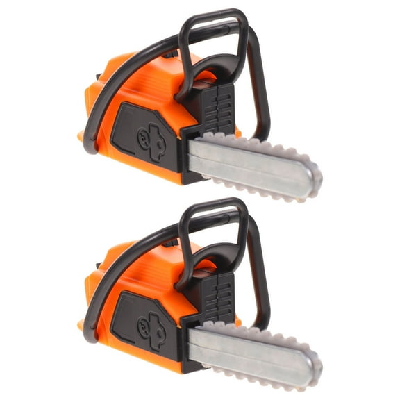 Hemobllo 2-Pack Yellow Plastic Dollhouse Chainsaw Toy Set Realistic Design for Kids Role