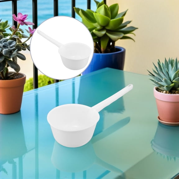 Hemobllo Handle White Plastic Water Scoop Dipper for Bath and Kitchen Use, Ladle for Household Water Pouring