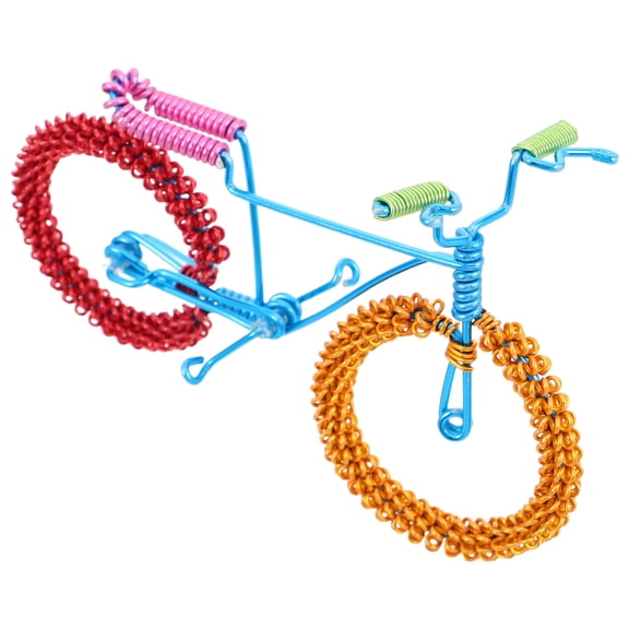 Hemobllo Handmade Colored Aluminum Wire Bike Sculpture Decorative Ornament for Home Office
