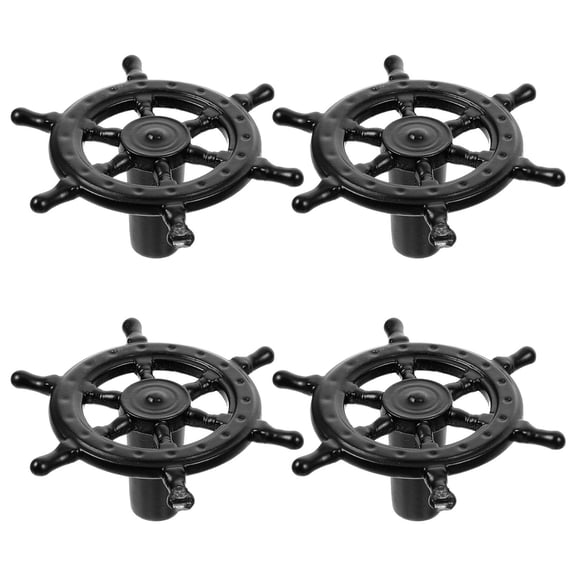 Hemobllo 4Pcs Black Alloy Wardrobe Door Handle Nautical Ship Wheel Design