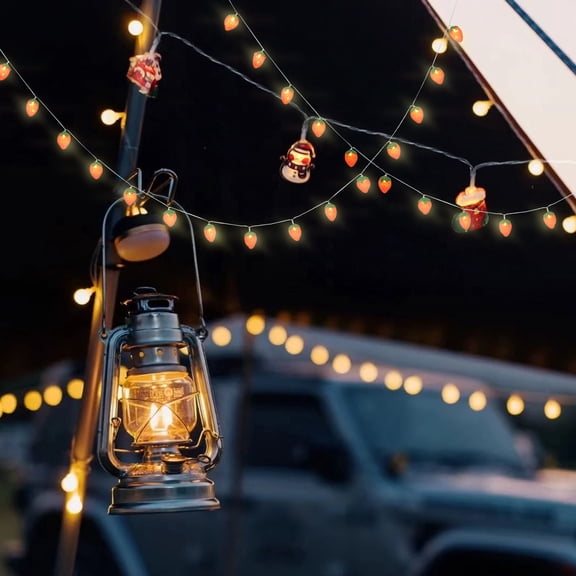 Hemobllo Window String Lights Strawberry LED String Lights Red Plastic Decorative Lighting 1Set