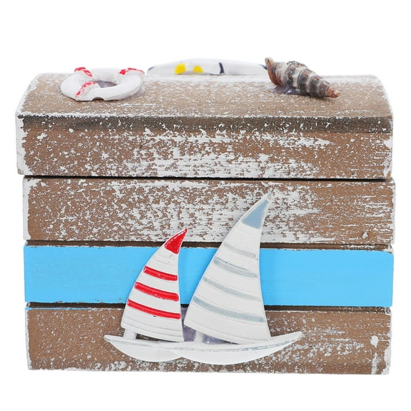 Hemobllo Wood Treasure Chest Wooden Treasure Chest For Decorative Use And Beach Style Decor 1Pcs