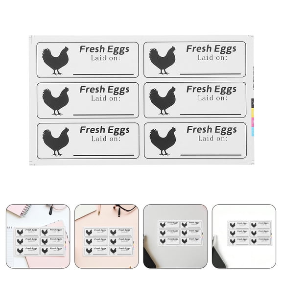 Hemobllo Fresh Eggs Carton Labels Writable Self Adhesive Stickers for Farm Chicken Packaging