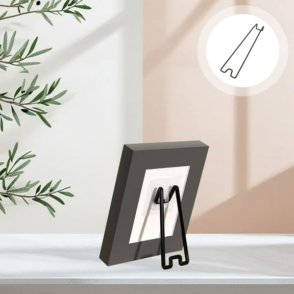 Hemobllo Carbon Steel Photo Frame Easel Bracket Black Sturdy Desktop Holder