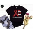 thumbnail image 1 of Hemophilia Awareness T-Shirt, Motivational Clothing, Red Ribbon Graphic Shirt, Blood Clotting Shirt, Gifts For Friends, Gift For Him, 1 of 2