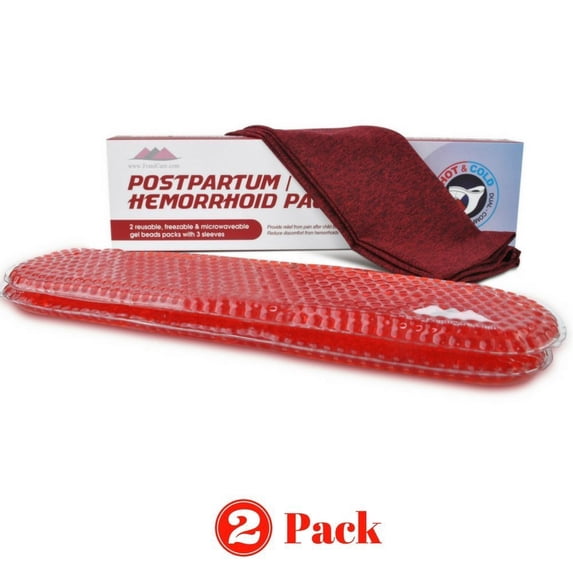 Hemorrhoid and Perineal Gel Bead Ice Pack by FOMI Care 2 Pack, 3 Washable Sleeves Hot and Cod Therapy for Hemorrhoid Treatment and Perineal Pain Relief Postpartum Cold Compress & Heating Pad