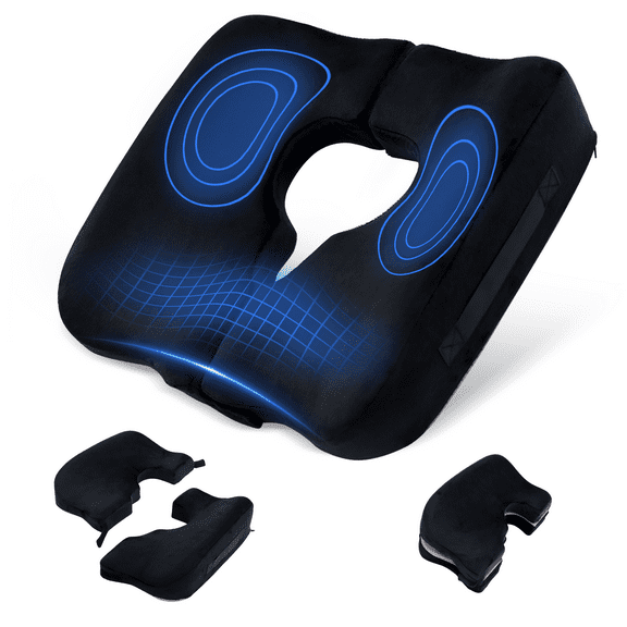 Bed Sore Cushions for Butt, Memory Foam Tailbone Pain Relief Cushion, T-Shaped Anti-Slip Bedsore Pressure Relief Pillow for Sleeping & Sitting, Post-Surgery, Wheelchair Users, Washable Cover