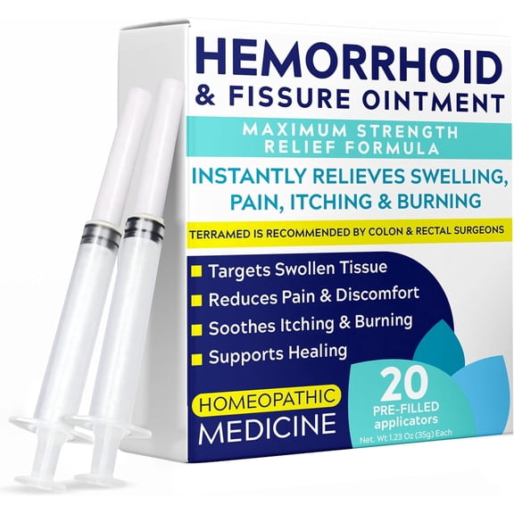 Hemorrhoid Treatment | Hemorrhoid Ointment | Hemorrhoid & Fissure Ointment | 20 Pre-Filled Applicators | Fast & Effective Relief | Reduces Swelling, Itching & Discomfort | Advanced Formula