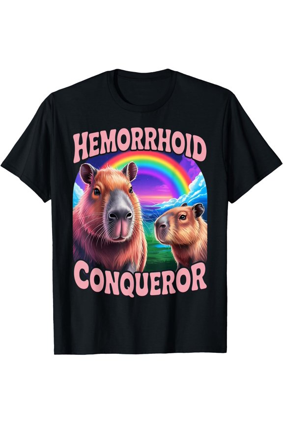 Hemorrhoids Conqueror Capybara Jokes Funny Hemorrhoid T-Shirt