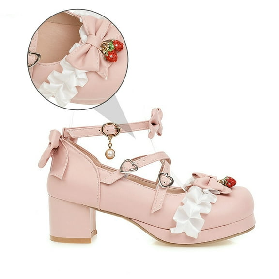 Hemoton Women’s Bowknot Decorated Thick Heel Shoes, Comfortable Fashion Footwear Pair for Daily Wear