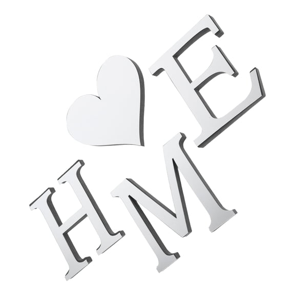 Hemoton 1 Set 3D Love Home Mirror Wall Sticker DIY Self-Adhesive Mirror Decals Wall Art Stickers Removable for Home Party Background Backdrop