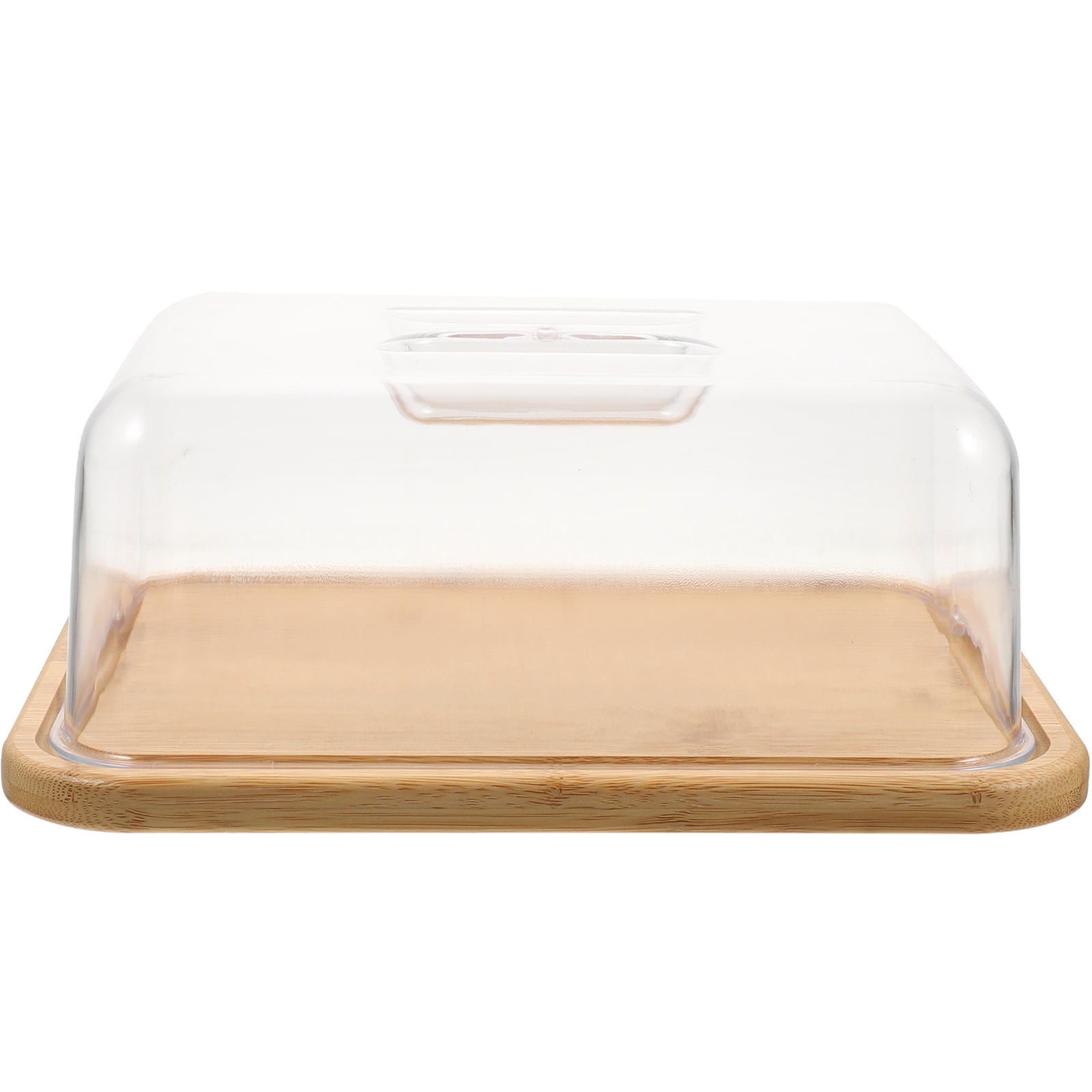 Hemoton 1 Set Cake Stand Cake Plate with Dome Cake Tray and Acrylic Lid Bamboo Cake Stand Acrylic Cake Dome