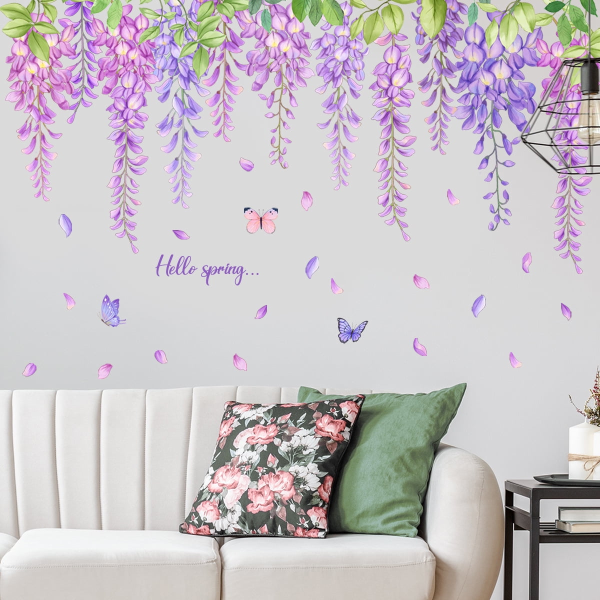 Hemoton 1 Set Hanging Vine Wall Decal Vine Floral Leaf Sticker Bedroom Living Room Sofa TV