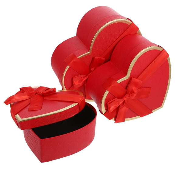 Hemoton 1 Set Heart-Shaped Paper Mache Box Flower Cardbord Box With Lids Present Box For Crafting Storage Accessories Cosmetics Jewelry Home Red