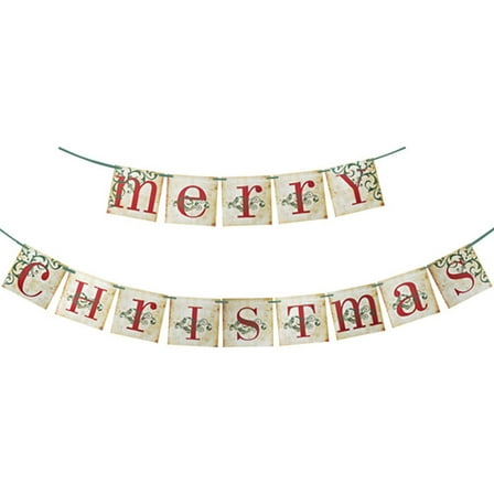 Homoyoyo Merry Christmas Banner 1 Set Multi-Color Decorative Bunting Party Decoration for Holiday Celebration