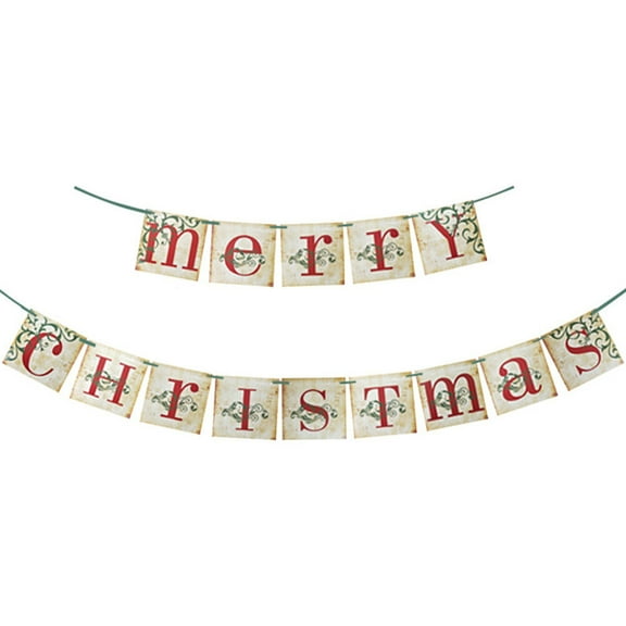 Homoyoyo Merry Christmas Banner 1 Set Multi-Color Decorative Bunting Party Decoration for Holiday Celebration