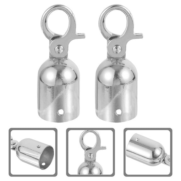 Hemoton 1 Set Of Stainless Steel Cord End Snap Hook Rope End Caps Guardrail Rope Connector Metal Wire End Caps Cord End Stopper Rope End Hook