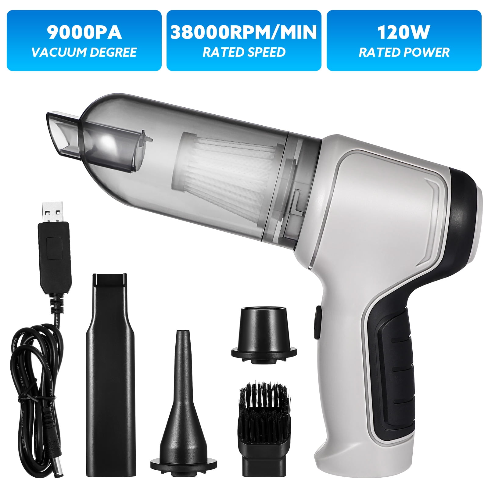 Hemoton 1 Set Portable Car Vacuum Cleaner Cordless Handheld Vacuum