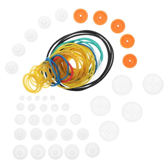 Hemoton 1 Set Rubber Transmission Belts and Plastic Pulley Gears Plastic Model Accessories Ideal for Cars Airplanes and Mechanical Equipment
