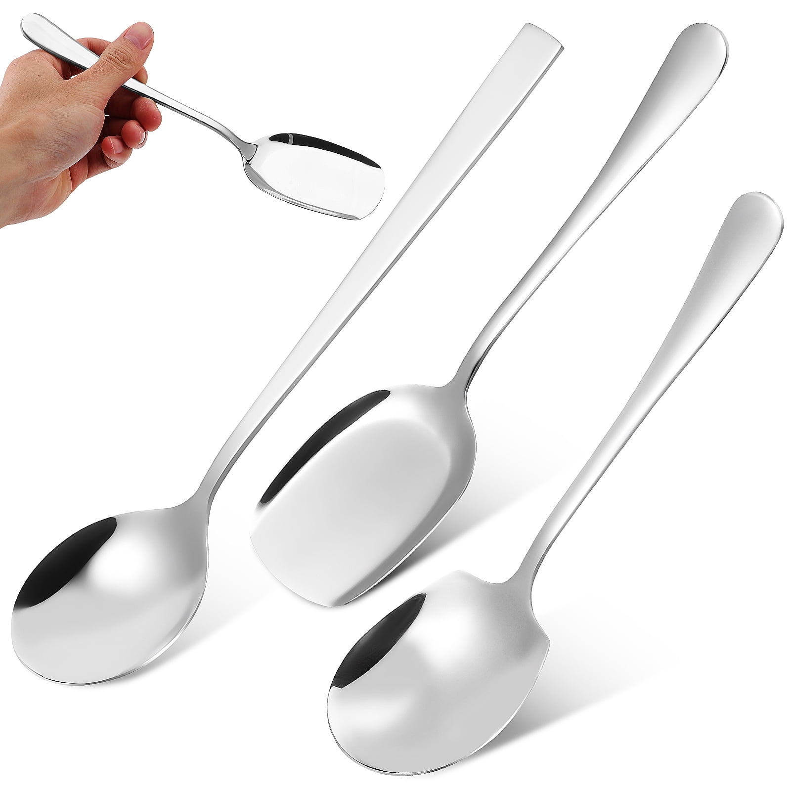 Hemoton 1 Set Serving Spoons Large Spoons Stainless Steel Spoons Rice ...
