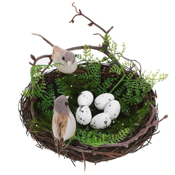 HEMOTON Creative Plastic Bird Nest Decor with Simulation Eggs for Home Decoration Assorted Color 5 Pieces