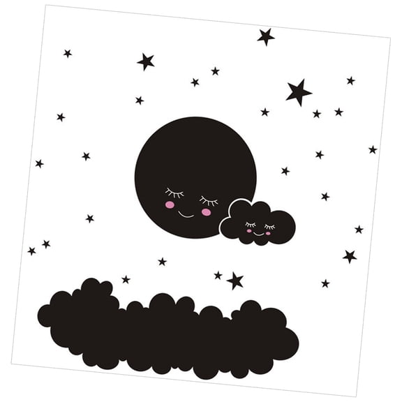 Hemoton 1 Set of Children Room Wall Sticker Self-adhesive Wall Decal Removable DIY Cloud Moon Sticker