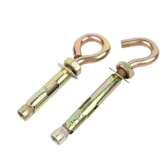 Hemoton 10 PCS Screw Galvanized Hanging Ring 11.00X3.00X1.50CM Golden