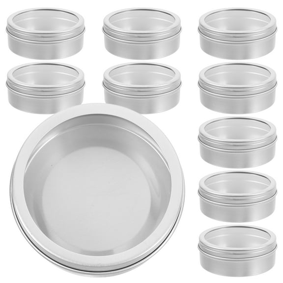 Phenofice Silver Metal Tins with Lids Durable Aluminum Food Storage Containers 10Pcs